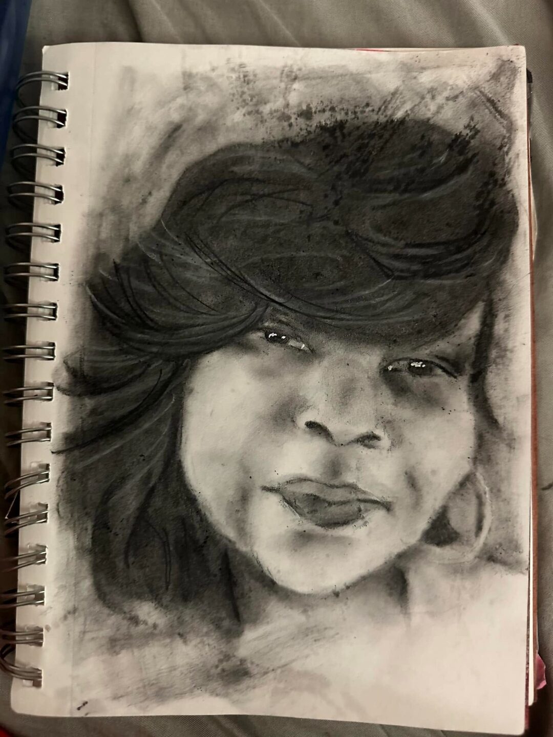 Charcoal portrait drawing by Aniya